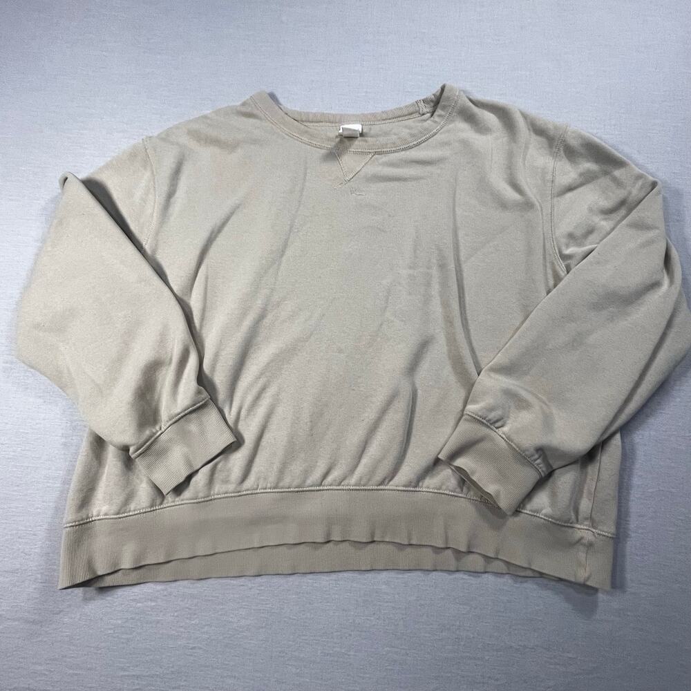 H&M Women XXL Basics Neutral Beige‎ Crewneck Sweatshirt Minimalist Cozy Casual